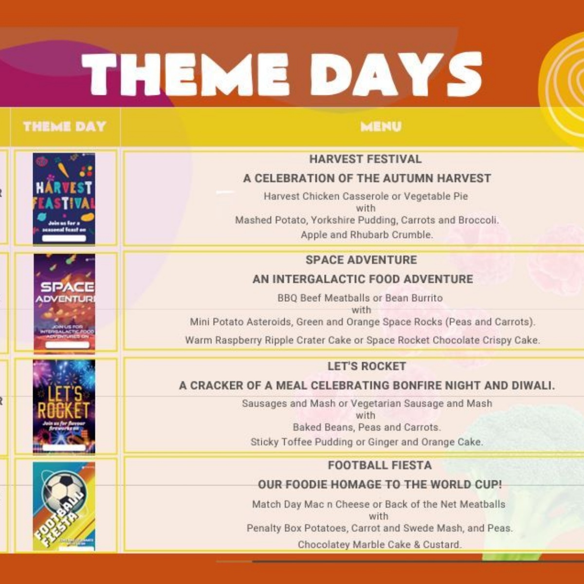 Horn Park Primary School - Theme Day Menus